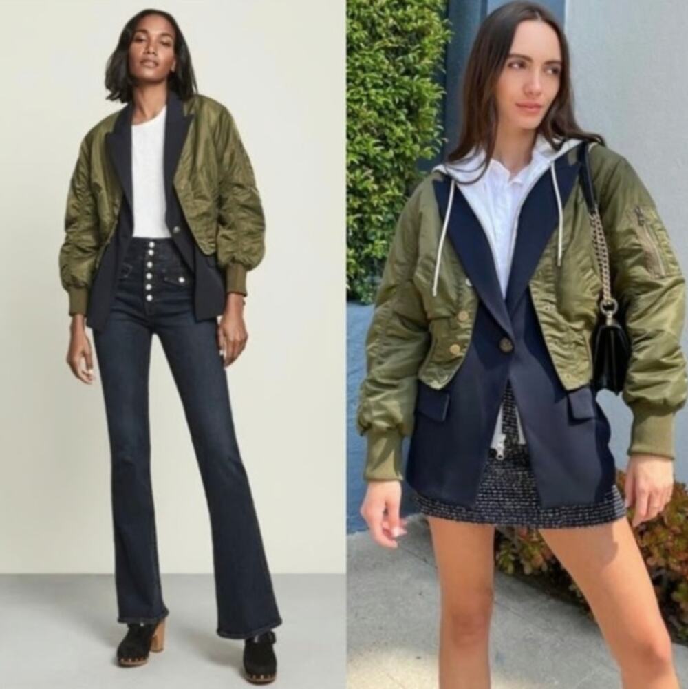 Veronica Beard Bromley Combo Dickey Jacket With Hoodie Dickey Insert Size 2XL